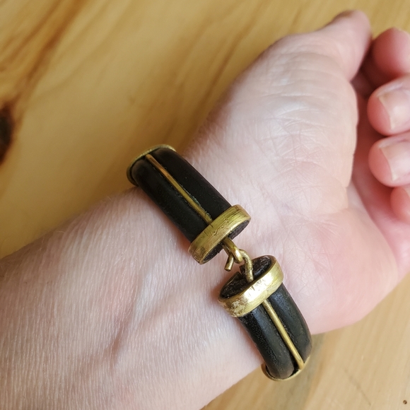 Leather Bracelet with Brass, Stainless & Copper Accents - Picture 6 of 10